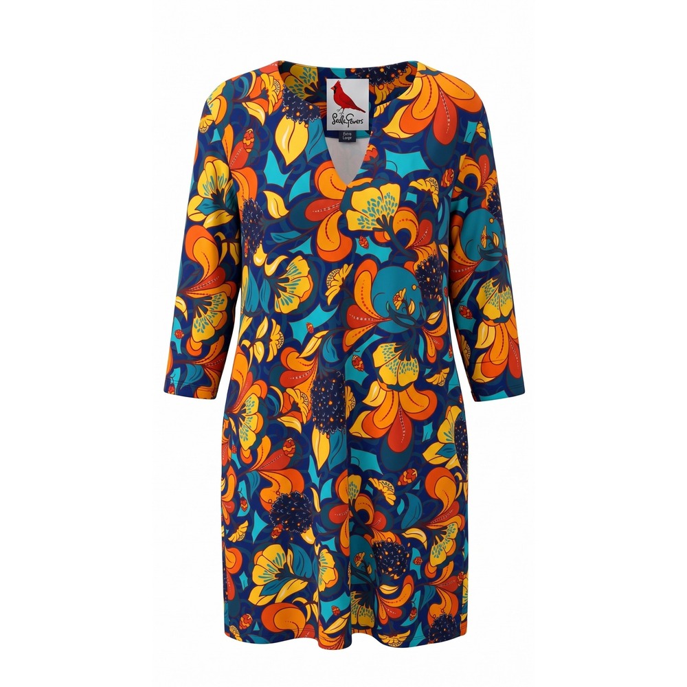 Lesley Evers MAEVE Womens size XL Classy Colorful Fun Summer Resort  Dress